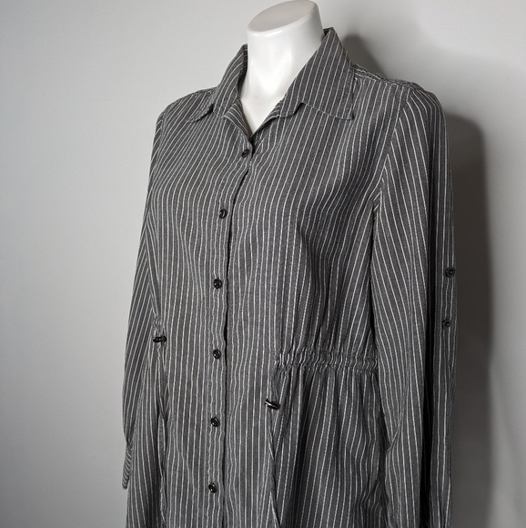 Lafayette 148 New York Black and White Striped Button Down Shirt - Picture 2 of 9